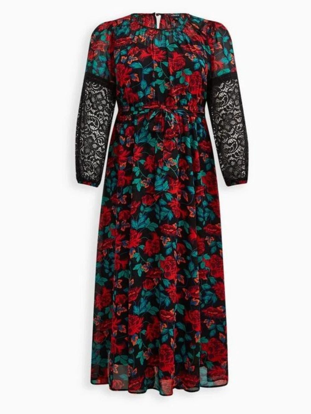 Torrid Floral Lace-Sleeve Maxi Dress - New - Picture 2 of 6